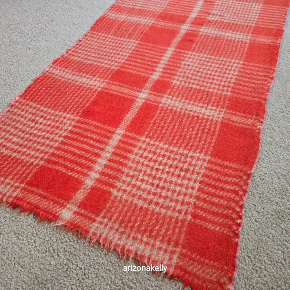 Wool Houndstooth Orange Scarf